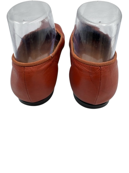 Le Monde Beryl Shoe Size 38 Rust Orange Leather Squarish Toe Slipper Flats Rust Orange / 38