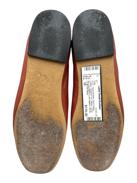 Le Monde Beryl Shoe Size 38 Rust Orange Leather Squarish Toe Slipper Flats Rust Orange / 38