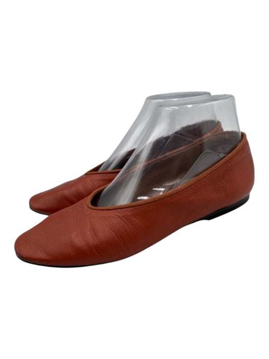 Le Monde Beryl Shoe Size 38 Rust Orange Leather Squarish Toe Slipper Flats Rust Orange / 38
