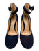 Gianvito Rossi Shoe Size 38.5 Navy Blue Suede leather Ankle Buckle Pumps Navy Blue / 38.5