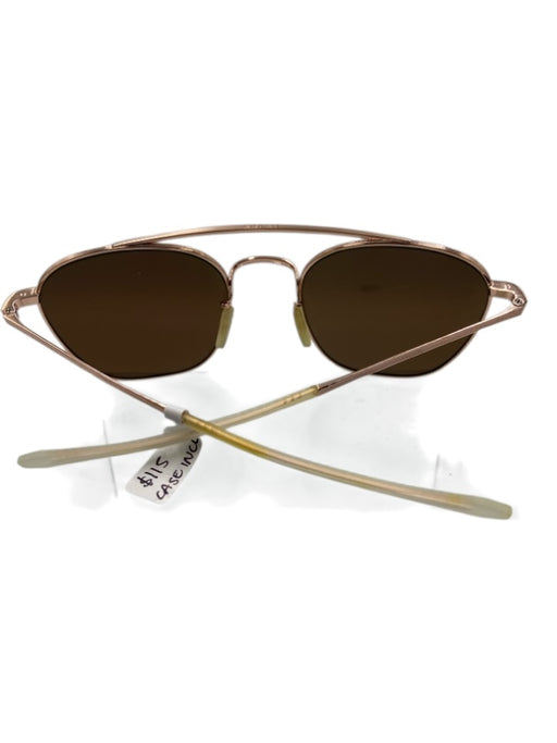 Krewe Rose Gold & Blue Aviator Mirror Lens Flat Top Sunglasses Rose Gold & Blue