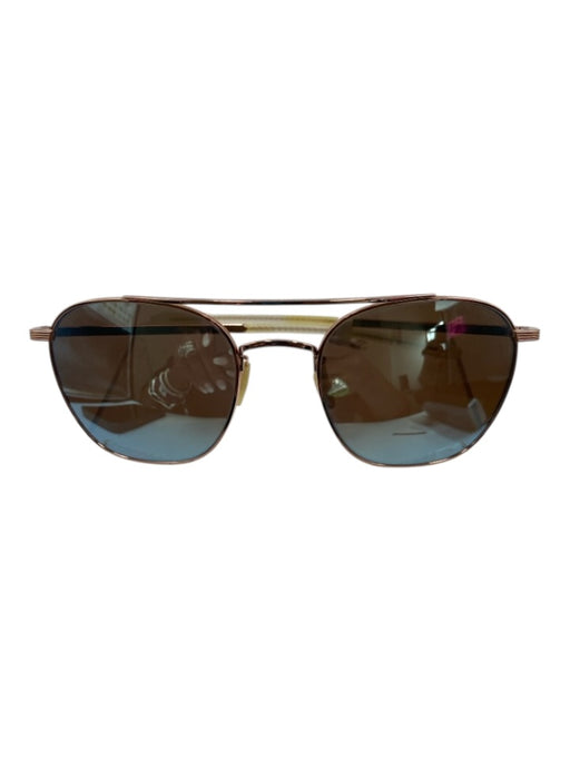 Krewe Rose Gold & Blue Aviator Mirror Lens Flat Top Sunglasses Rose Gold & Blue