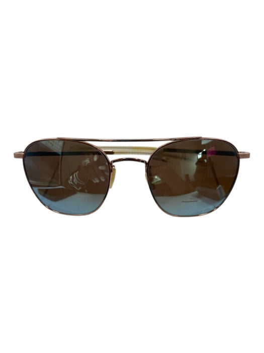 Krewe Rose Gold & Blue Aviator Mirror Lens Flat Top Sunglasses Rose Gold & Blue