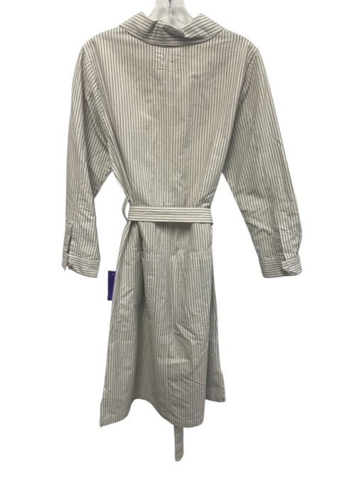 MHL. Size S Cream White & Navy Blue Cotton Striped Long Sleeve Collared Dress Cream White & Navy Blue / S