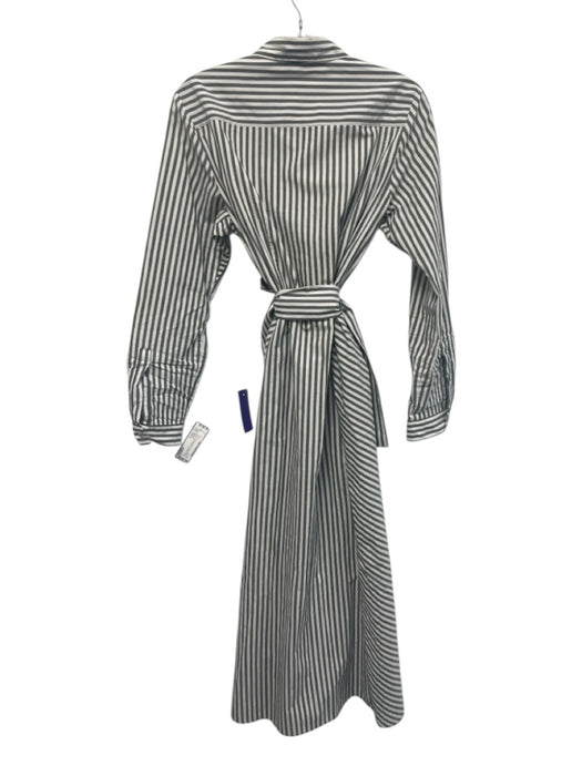 Marella Size Est S White & Gray Missing Fabric Tag Striped Long Sleeve Dress White & Gray / Est S