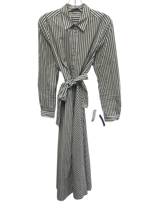 Marella Size Est S White & Gray Missing Fabric Tag Striped Long Sleeve Dress White & Gray / Est S