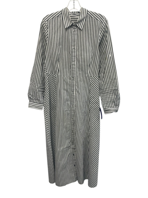 Marella Size Est S White & Gray Missing Fabric Tag Striped Long Sleeve Dress White & Gray / Est S
