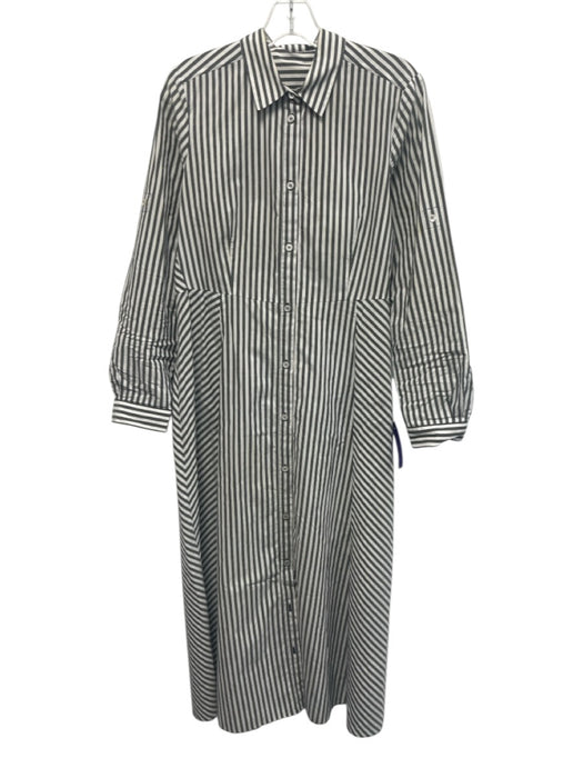 Marella Size Est S White & Gray Missing Fabric Tag Striped Long Sleeve Dress White & Gray / Est S