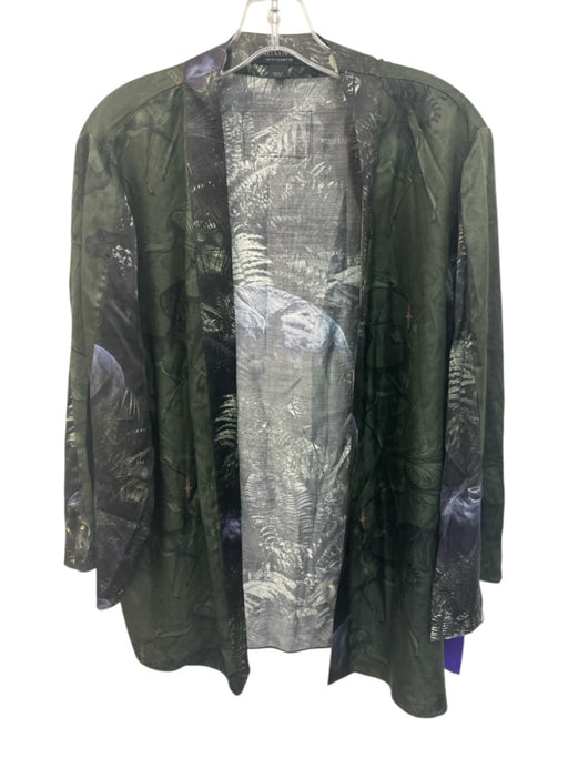 ALLSAINTS Size 6 Green, Black & Multi Print Viscose & Silk Flora & Fauna Jacket Green, Black & Multi Print / 6