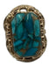 Nicky Butler Gold Tone & Blue Metal Turquoise Cut Stone Solitaire Ring Gold Tone & Blue