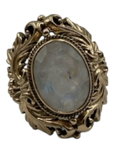 Nicky Butler Gold Tone & Blue Metal Faceted Stone Moonstone Solitaire Ring Gold Tone & Blue