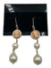 Amedeo Silver Tone Metal Pearl Cameo Dangle Fish Hook Back Earrings Silver Tone