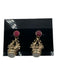 Nicky Butler Gold Tone & Red Metal Faceted Stone Dangle Post Back Earrings Gold Tone & Red