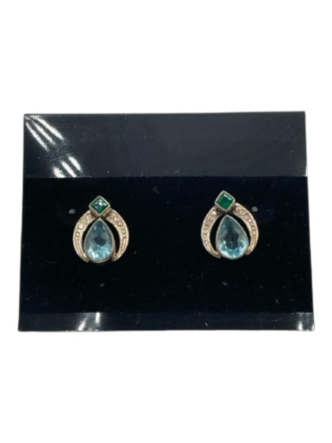 Nicky Butler Silver, Blue & Green 925 Sterling Silver Faceted Stone Earrings Silver, Blue & Green