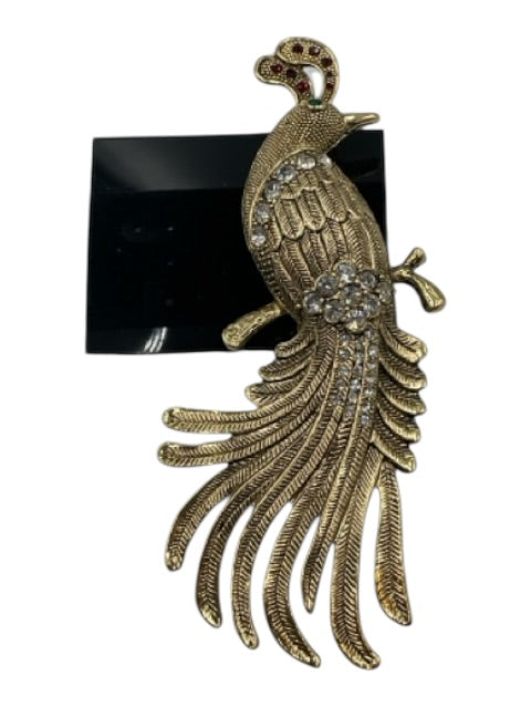 Princess Amanda Collection Gold Tone Metal Bird Rhinestone Detail Large Brooch Gold Tone