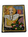 Laura Mostaghel Black, Gold & Multi Ceramic Rectangle Portrait Pin Back Brooch Black, Gold & Multi