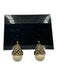 Heidi Daus Gold Tone & White Metal Rhinestone Bead Dangle Hinge Clasp Earrings Gold Tone & White