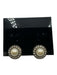 Heidi Daus Gold Tone & White Metal Rhinestone Bead Stud Post Back Earrings Gold Tone & White