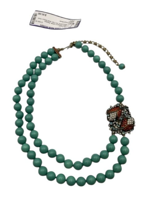 Heidi Daus Blue, Orange & White Beaded Rhinestone Koi Fish Multi Strand Necklace Blue, Orange & White