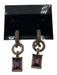 Heidi Daus Gold Tone & Purple Metal Rhinestone Faceted Dangle Post Back Earrings Gold Tone & Purple