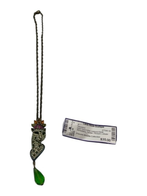 Princess Amanda Collection Gold Tone & Multi Antiqued Metal Rhinestone Necklace Gold Tone & Multi