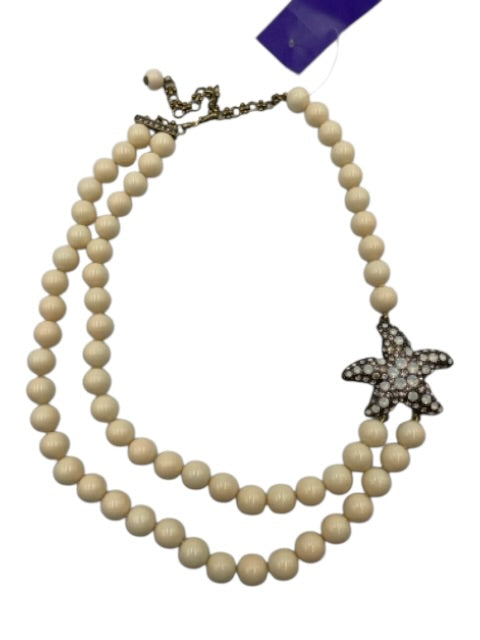 Heidi Daus Cream White Beaded Rhinestone Starfish Multi Strand Necklace Cream White