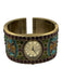 Heidi Daus Gold Tone & Multi Stainless Steel Case Rhinestone Cuff Hinge Watches Gold Tone & Multi