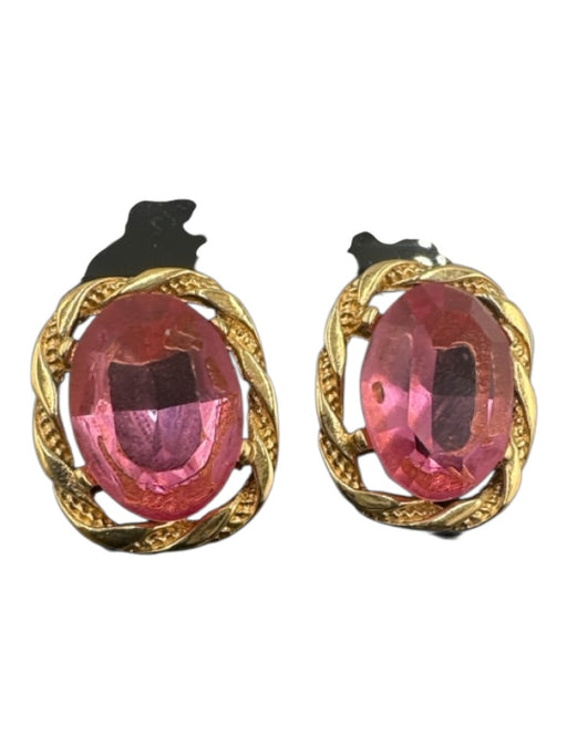 Givenchy Pink Gold Hardware Jewel Post Back Cable Oval Earrings Pink