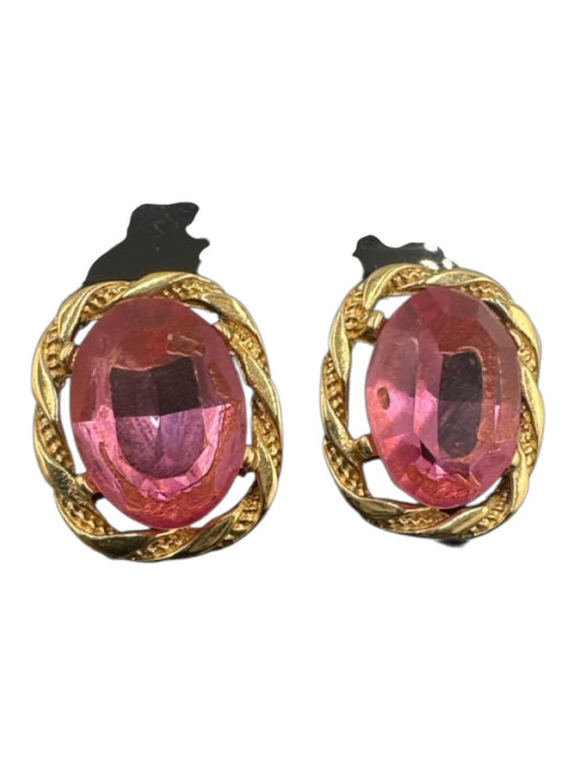 Givenchy Pink Gold Hardware Jewel Post Back Cable Oval Earrings Pink