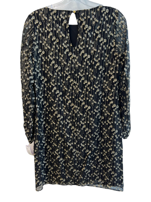 Sail To Sable Size 0 Black & Gold Silk Blend 3/4 Sleeve Sheer Sleeve Dress Black & Gold / 0