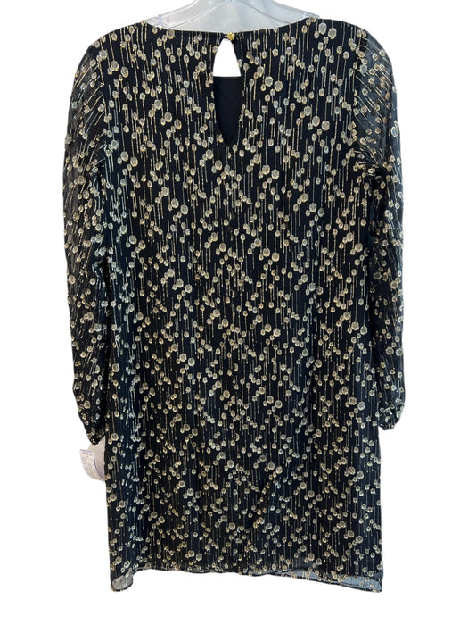 Sail To Sable Size 0 Black & Gold Silk Blend 3/4 Sleeve Sheer Sleeve Dress Black & Gold / 0