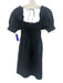 Hill House Size XS Black Cotton Blend Shirred Tie Back Puff Sleeve Mini Dress Black / XS