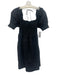 Hill House Size XS Black Cotton Blend Shirred Tie Back Puff Sleeve Mini Dress Black / XS