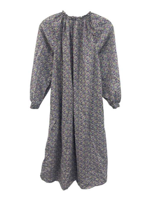 Ann Mashburn Size XS Purple, Green, Yellow Cotton Elastic neck Floral Midi Dress Purple, Green, Yellow / XS