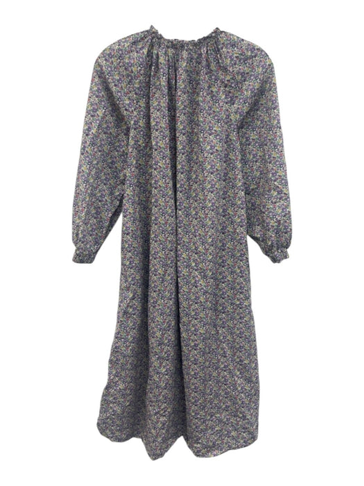 Ann Mashburn Size XS Purple, Green, Yellow Cotton Elastic neck Floral Midi Dress Purple, Green, Yellow / XS