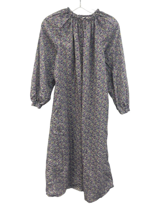 Ann Mashburn Size XS Purple, Green, Yellow Cotton Elastic neck Floral Midi Dress Purple, Green, Yellow / XS