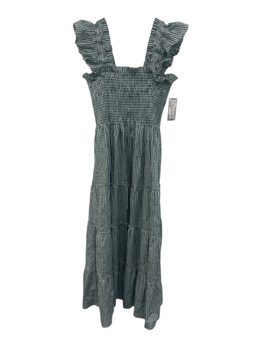 Hill House Size XS Green & White Cotton Blend Shirred Gingham Maxi Dress Green & White / XS