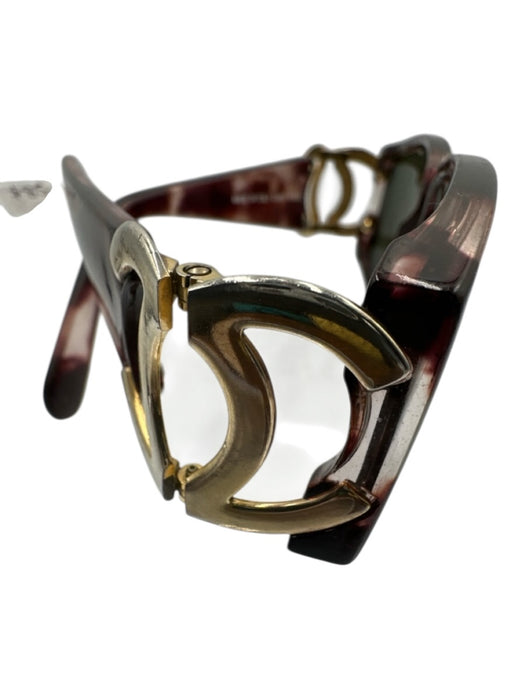 Chanel Brown & Black Acetate & Metal Side Logo Square Sunglasses Brown & Black