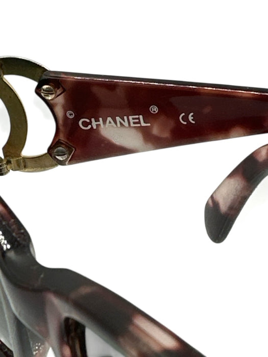 Chanel Brown & Black Acetate & Metal Side Logo Square Sunglasses Brown & Black