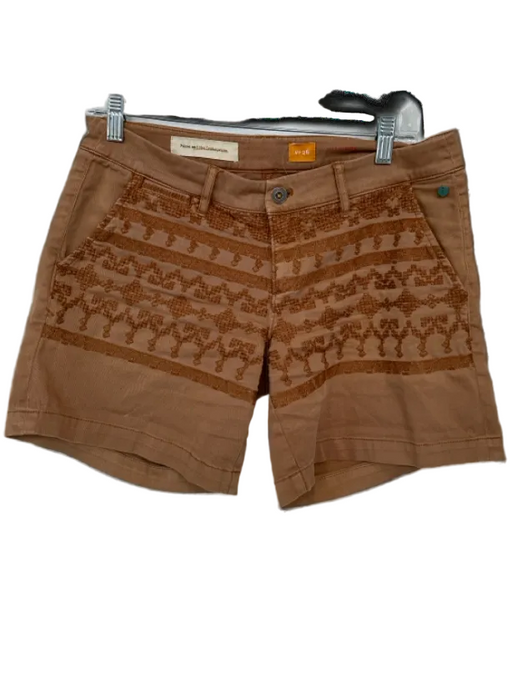 Pilcro and the Letterpress Size Est Small Brown Cotton Geo Embroidery Shorts Brown / Est Small