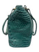 Brahmin Teal Green Leather Top Handle Croc Embossed Zip Close Feet Bag Teal Green / Medium