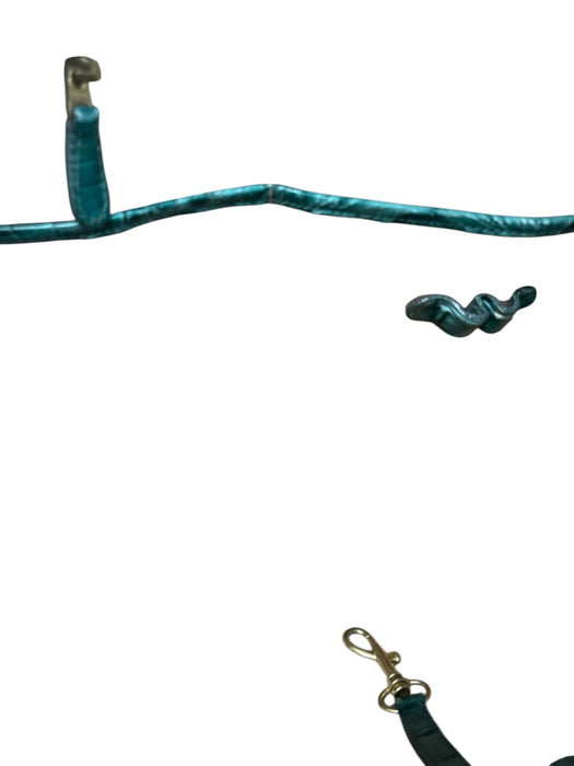 Brahmin Teal Green Leather Top Handle Croc Embossed Zip Close Feet Bag Teal Green / Medium