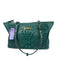 Brahmin Teal Green Leather Top Handle Croc Embossed Zip Close Feet Bag Teal Green / Medium