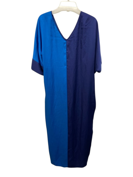 Diane Von Furstenberg Size Small Navy & Blue Viscose Short Sleeve Pleated Dress Navy & Blue / Small