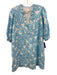 Lilly Pulitzer Size 12 Aqua, Blue, White Linen Half Sleeve Floral Dress Aqua, Blue, White / 12