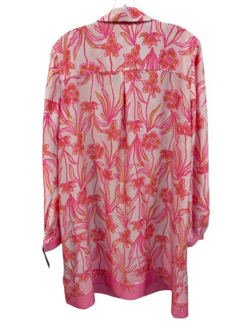 Lilly Pulitzer Size 12 Pink, Orange, White Polyester Long Sleeve Floral Dress Pink, Orange, White / 12