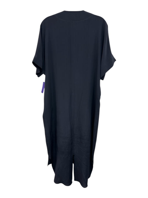 Inclan Studio Size Medium Navy Blue Silk Short Sleeve seam detail Dress Navy Blue / Medium