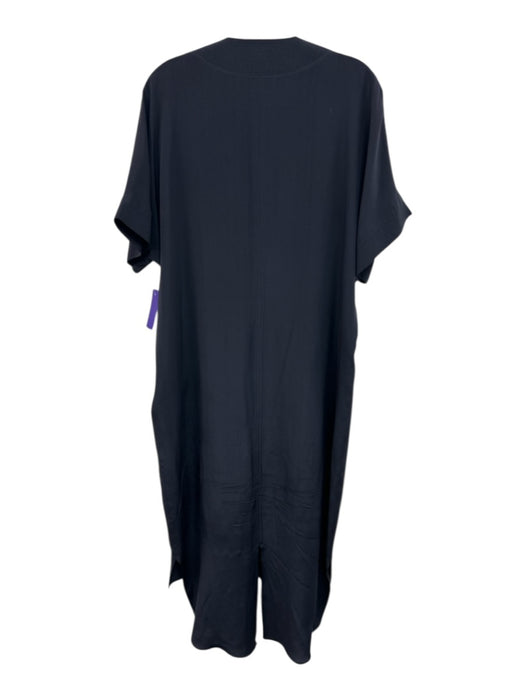 Inclan Studio Size Medium Navy Blue Silk Short Sleeve seam detail Dress Navy Blue / Medium
