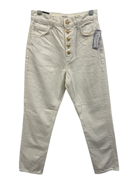 Reformation Jeans Size 25 White Cotton Denim High Rise Flower Buttons Jeans White / 25