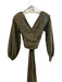 Maeve Size 2 Green Cotton Blend Off Shoulder Long Puff Sleeve Side Zip Top Green / 2